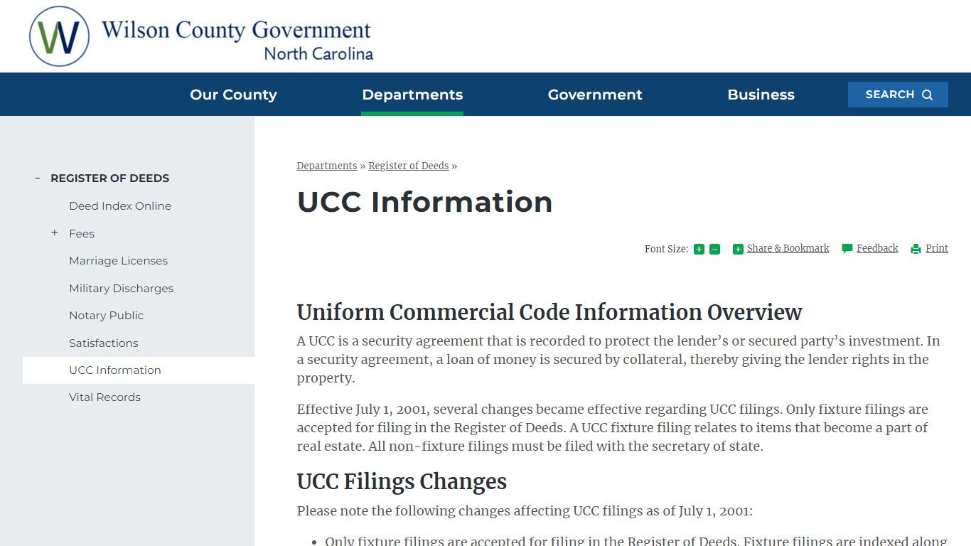 UCC Information | Wilson County